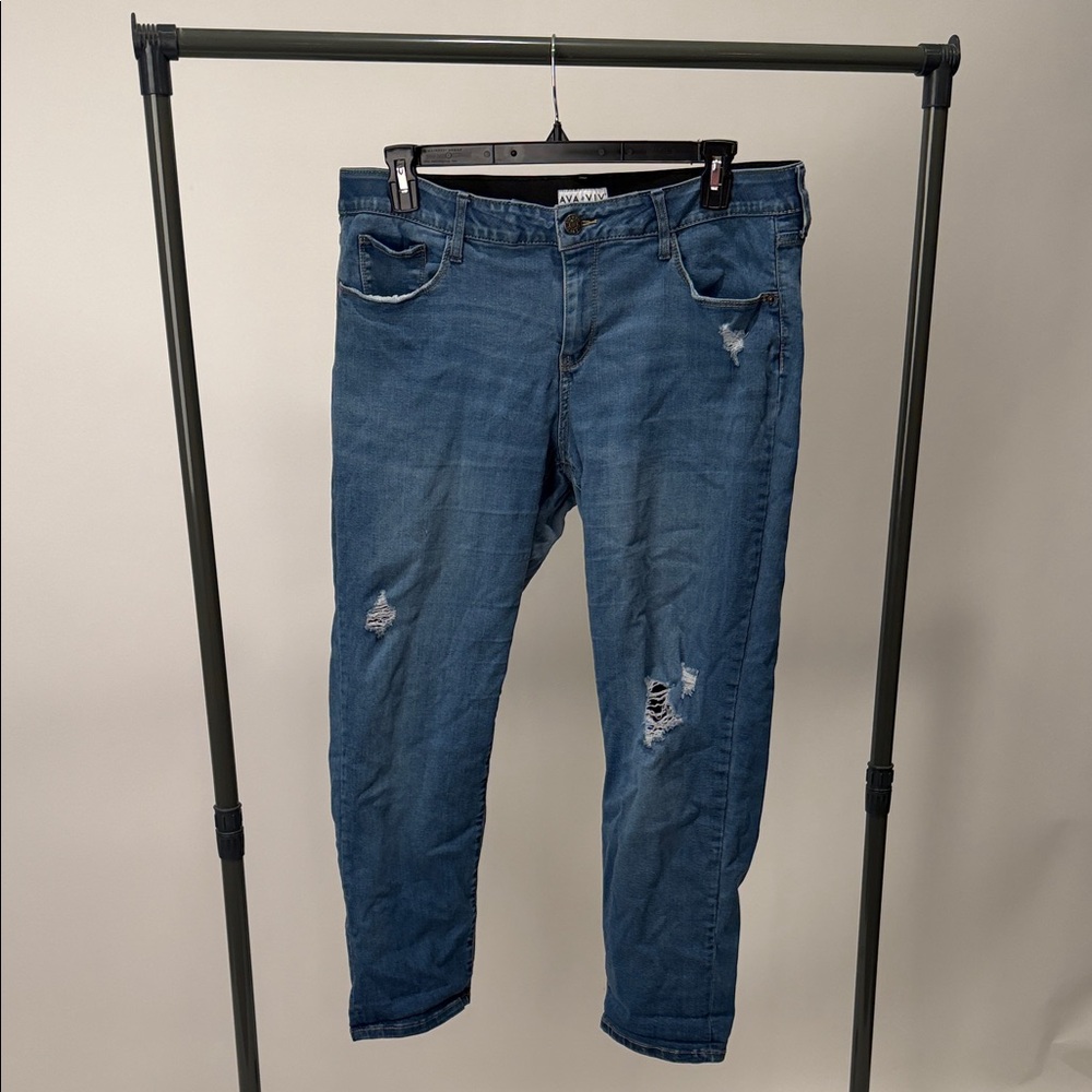 Ava & Viv Distressed Skinny Jeans in Blue